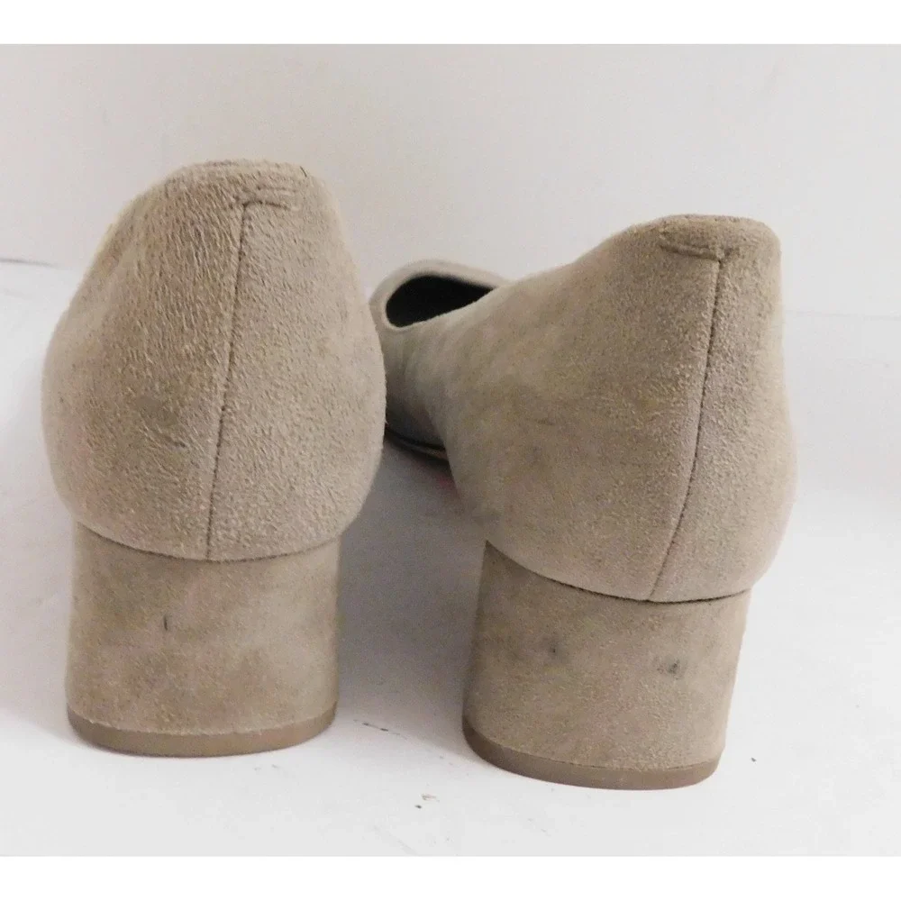 Tory Burch Suede Elizabeth Triangle Heel Gray Suede Pumps womans sz 8 M
